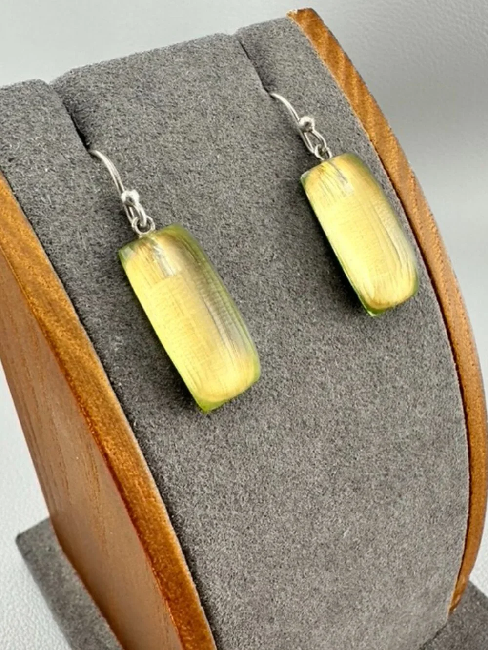 Alexis Bittar Gold yellow Carved Lucite Rectangle Drop Dangle Earrings - Picture 3 of 5